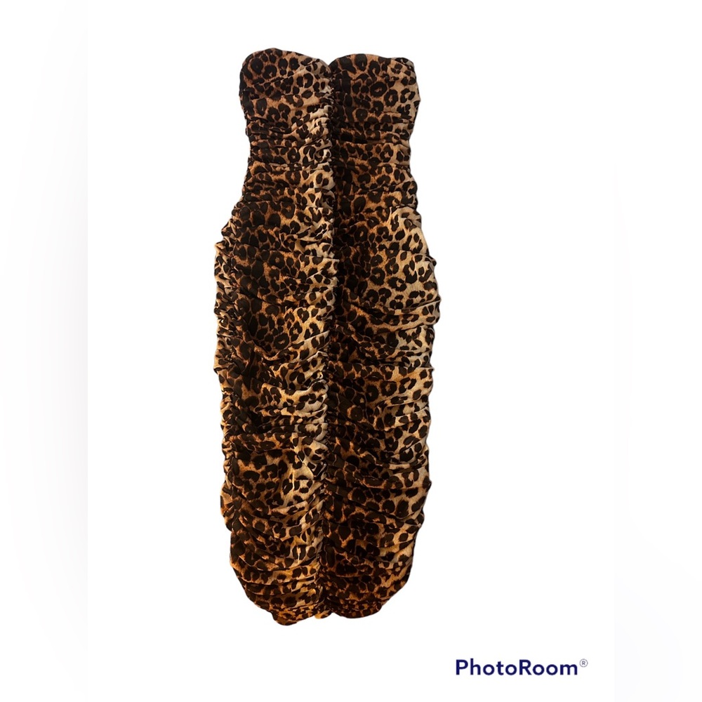 Sexy leopard ruched tube dress